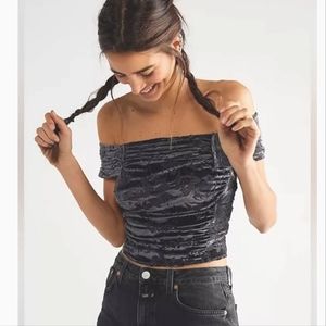 NWOT- Free People Joni Bunrnout Velvet Off The Shoulder Drape Top